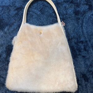 Elegant Cream Faux Fur Tote Bag